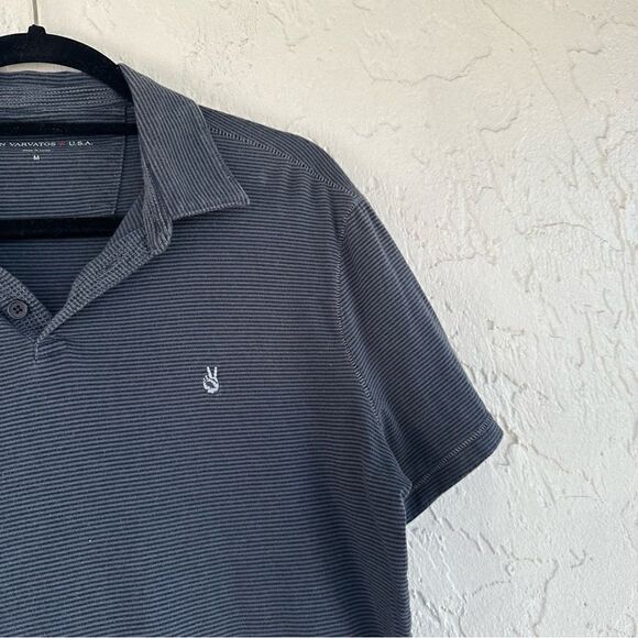 JOHN VARVATOS Stripe Polo Shirt Mens Size Medium Preppy - Picture 2 of 5